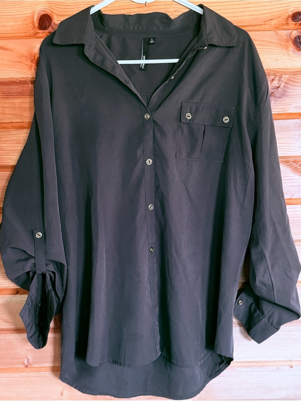 O’Neill Charcoal Gray Button-Up Shirt Size Large